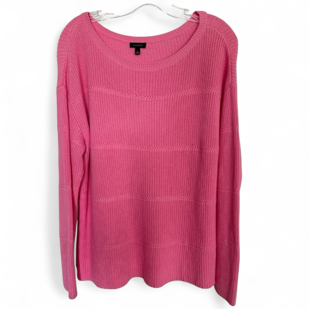 Talbots Pretty Pink Pima Bateau Neck Sweater-Size Large